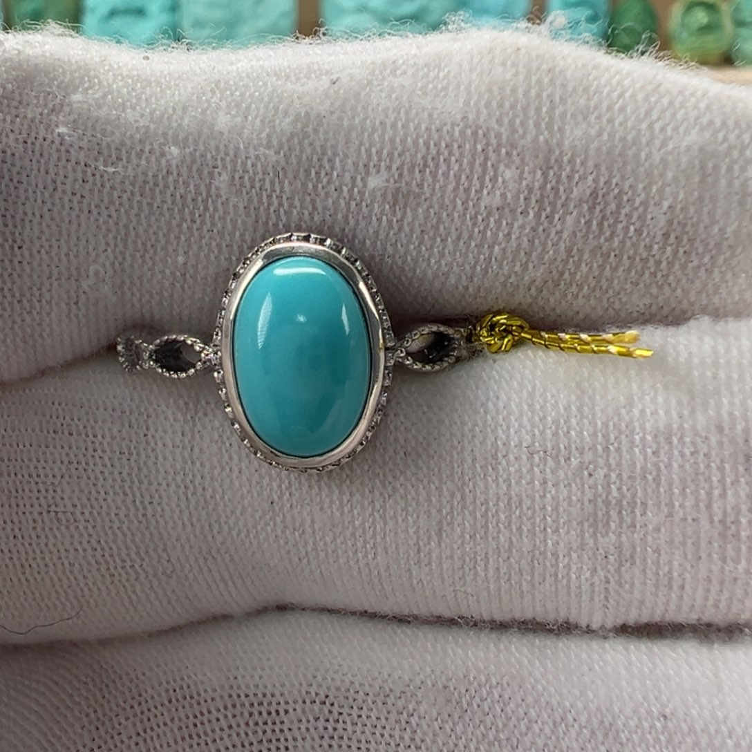 银S925镶嵌绿松石戒指 