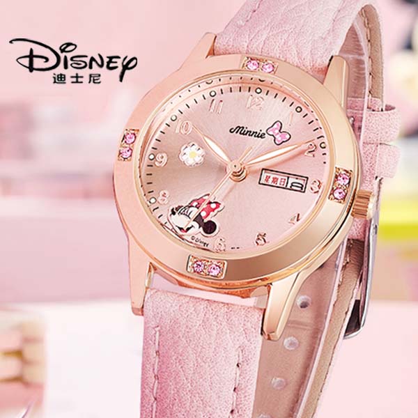 Disney/迪士尼手表圆时尚女孩适用夜光防水六一节礼物甜美可爱