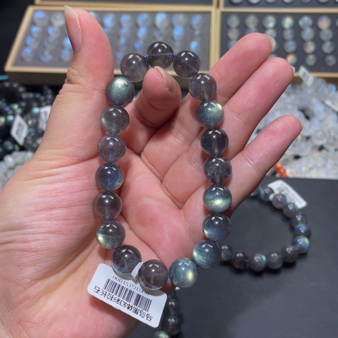 手链未镶嵌长石满*?马岛幻彩灰月光手链11mm