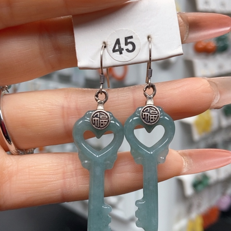 【闪购商品】翡翠耳饰银S925镶嵌耳饰