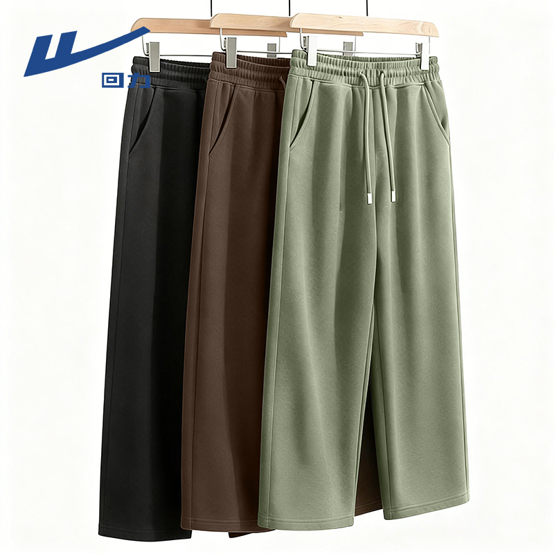 回力男士裤子春秋季美式宽松垂感直筒阔腿裤男款潮流百搭休闲裤男