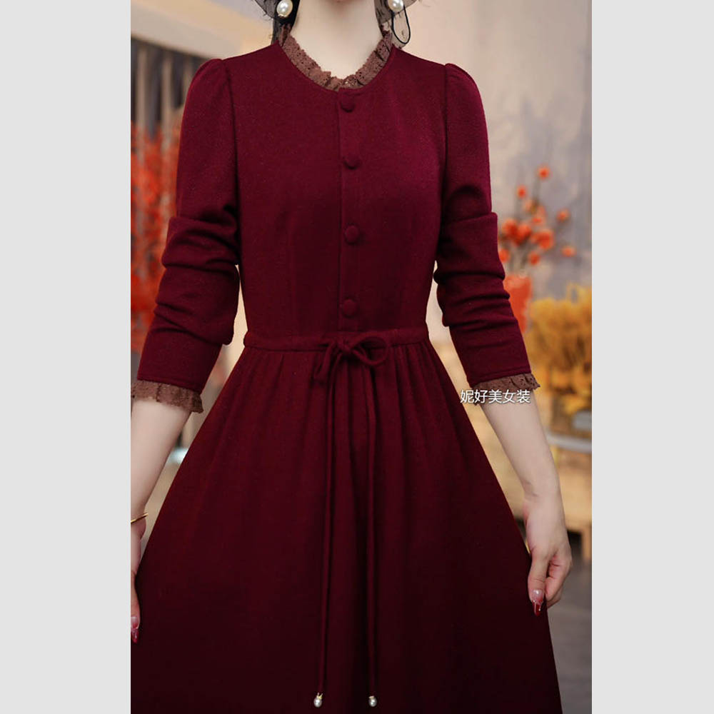 [NHM2025867]秋冬加厚气质修身收腰显瘦新款2025新品连衣裙时尚