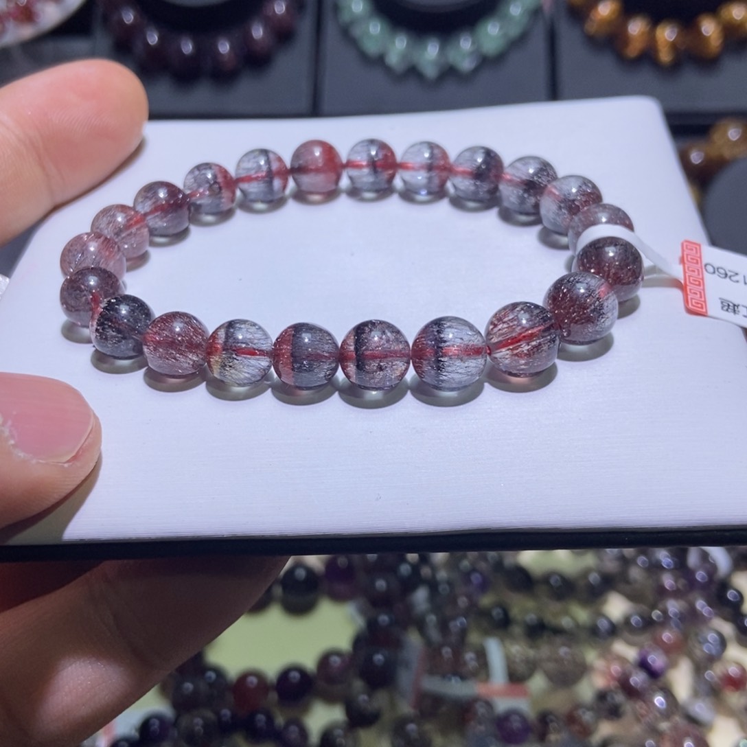 水晶手串未镶嵌✨***✨黑红双拼