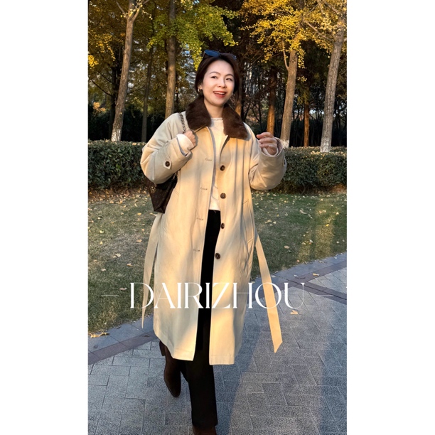 DAIRI ZHOU▪️独特的魅力   55莱赛尔45棉拼接水貂毛加绒长外套冬