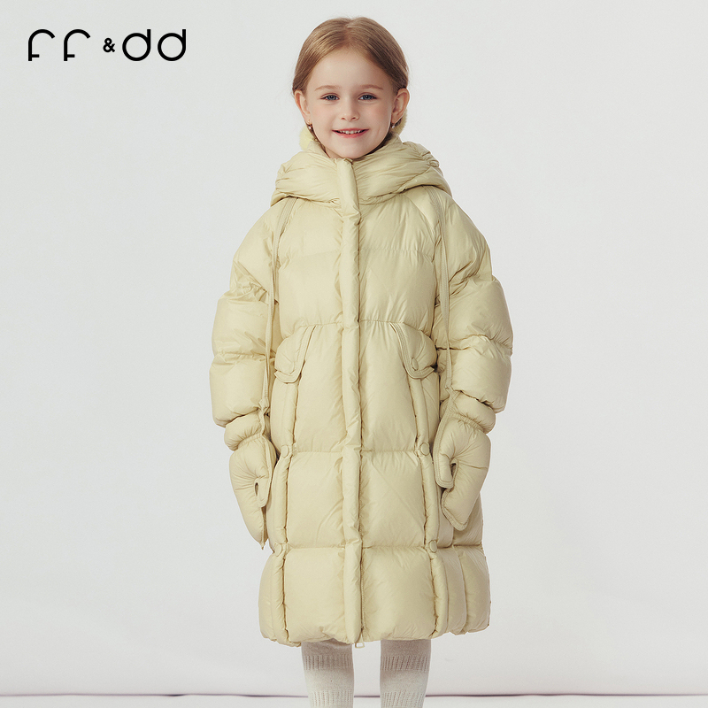 ff&dd童装2025冬新羽绒服女童休闲重磅长款百搭儿童保暖90鹅绒服