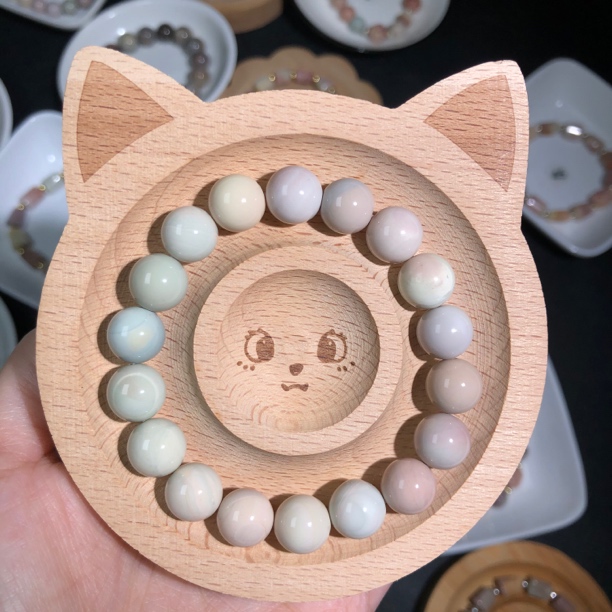 27#阿拉善油画粉绿渐变手串卡10