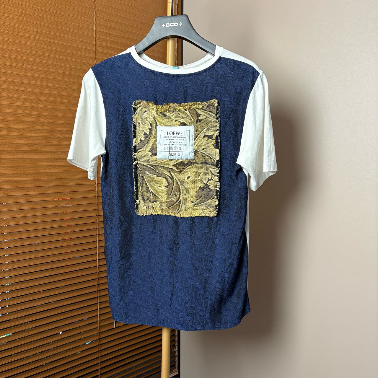 95新 LOEWE/罗意威 （原） 拼接图案印花短袖 XS码/fg205238