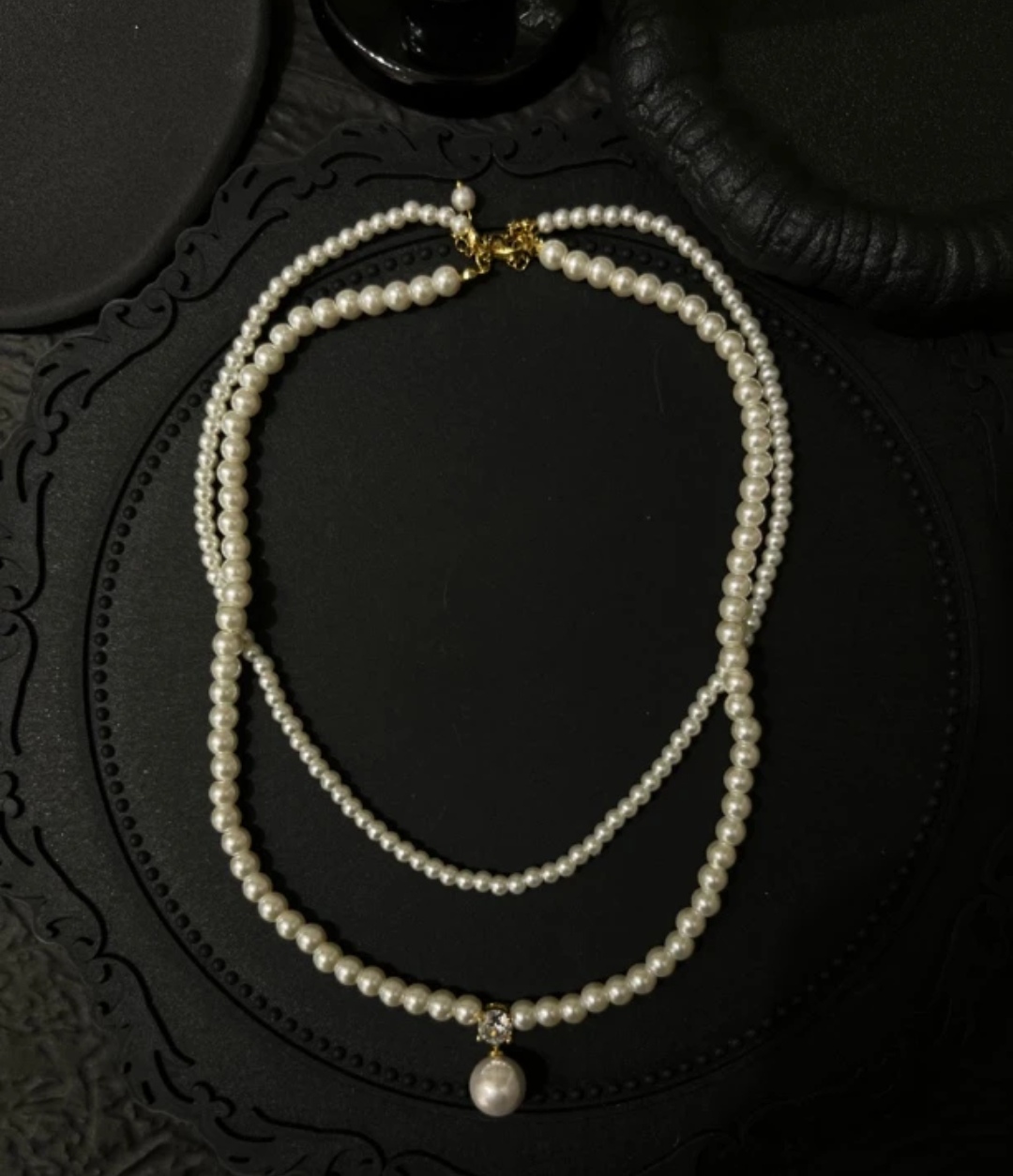 钛钢吊坠 钛钢项链 LARVINA珍珠两层项链 