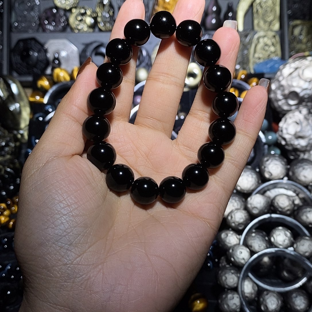 别***心黑曜岩未镶嵌手链