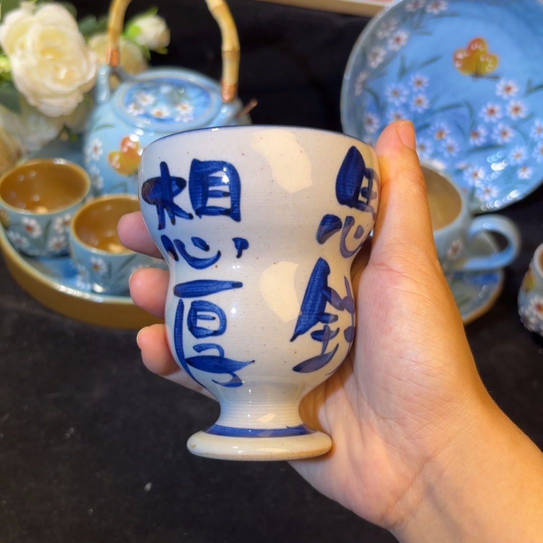 陶瓷双饮款高足葫芦杯