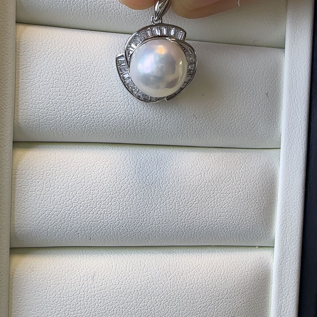 淡水珍珠颈饰银S925镶嵌10～11吊坠