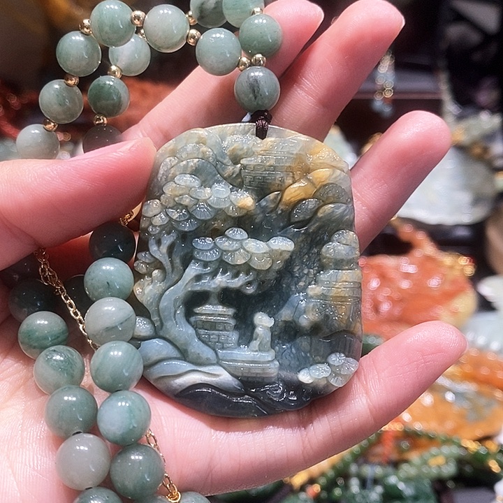 岫玉未镶嵌毛衣链