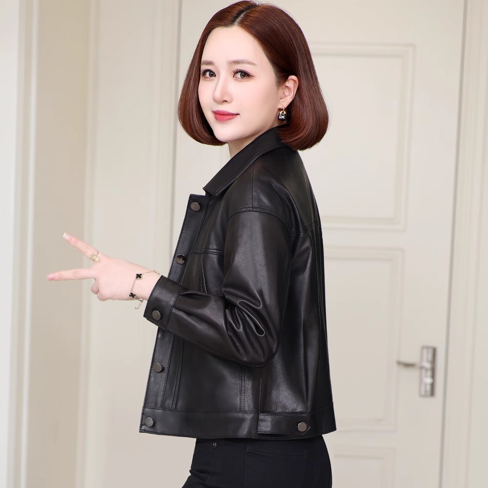 绵羊皮小皮衣女短款2025年春秋韩版海宁皮夹克中年妈妈真皮外套女