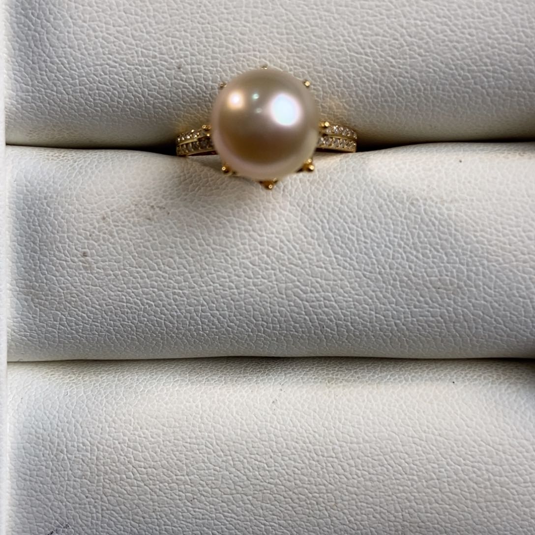 海水珍珠戒圈银S925镶嵌