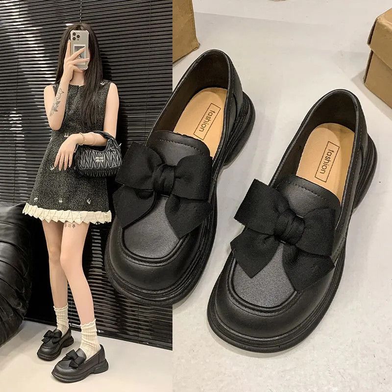 日系甜美蝴蝶结松糕鞋女2025新款春秋玛丽珍豆豆全包配裙子jk单鞋