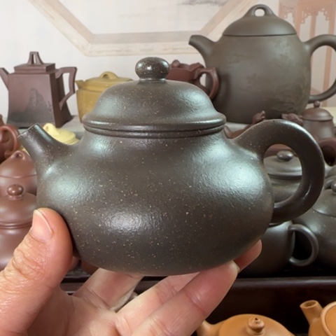 紫砂茶壶梨皮天青200c c