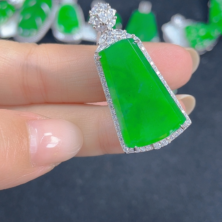 翡翠银S925镶嵌吊坠(不含链)