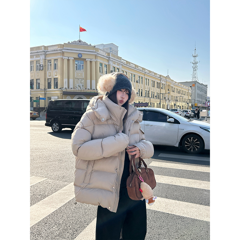 D YANGJUN 【1M推荐】棉服女新款冬季加厚宽松连帽三防短款棉衣外套