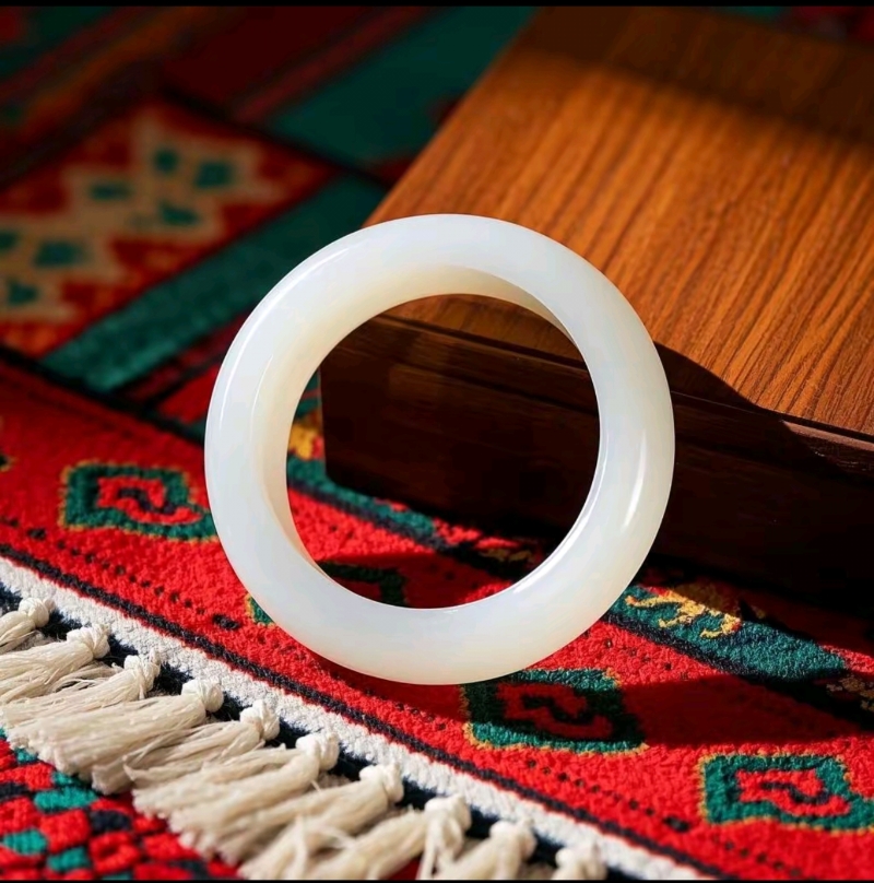 【阿野和田玉】高端新疆羊脂玉手镯和田玉手镯羊脂白玉镯 新疆发货