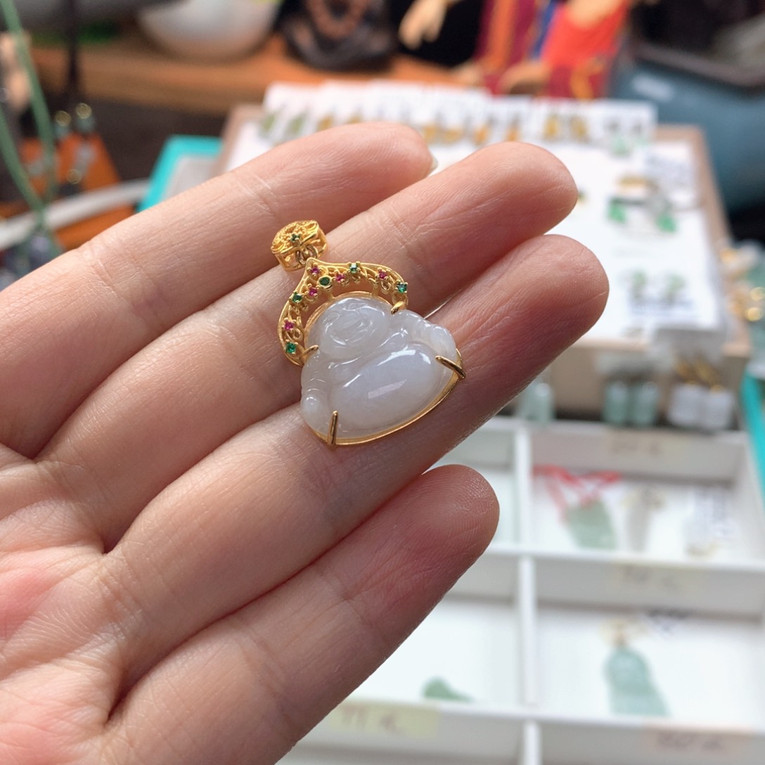 颈饰银S925镶嵌翡翠