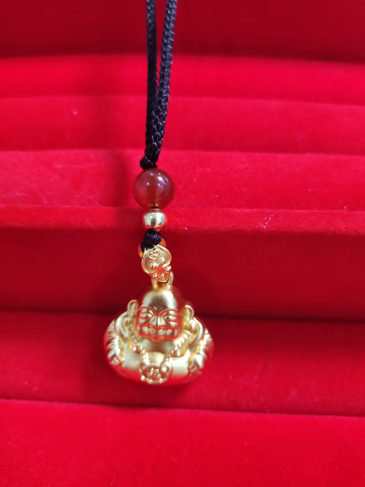 999足金黄金金珠高端大气玛瑙吊坠赠证书合金福公-111