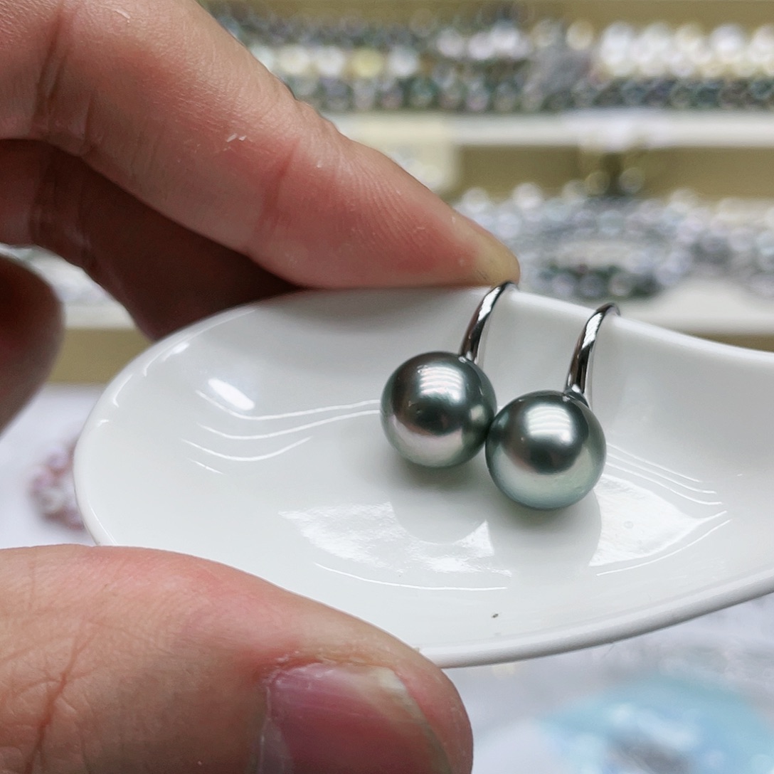 海水珍珠耳饰银S925镶嵌