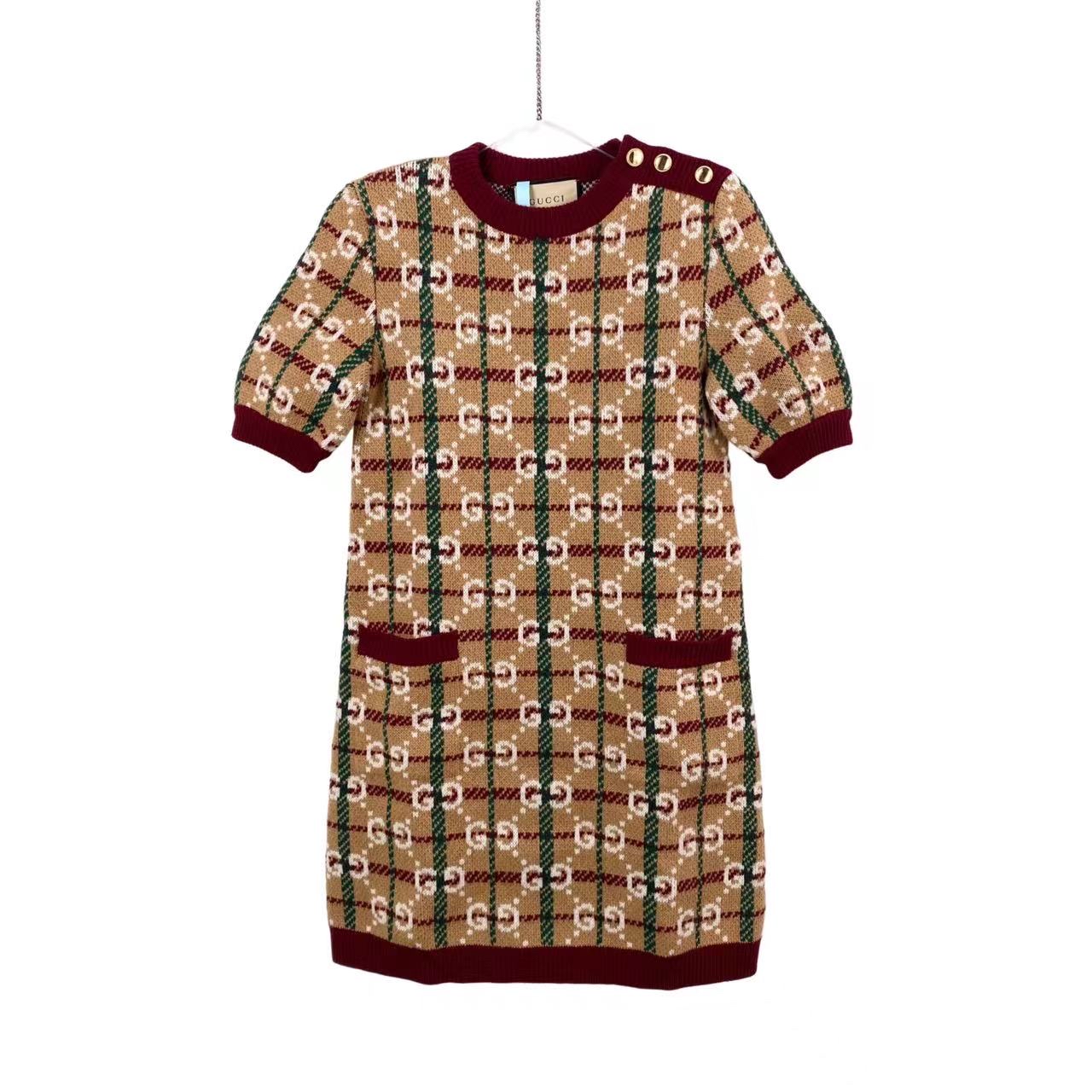 全新未使用 GUCCI/古驰 bb1279 羊毛 满logo针织连衣裙 xs码