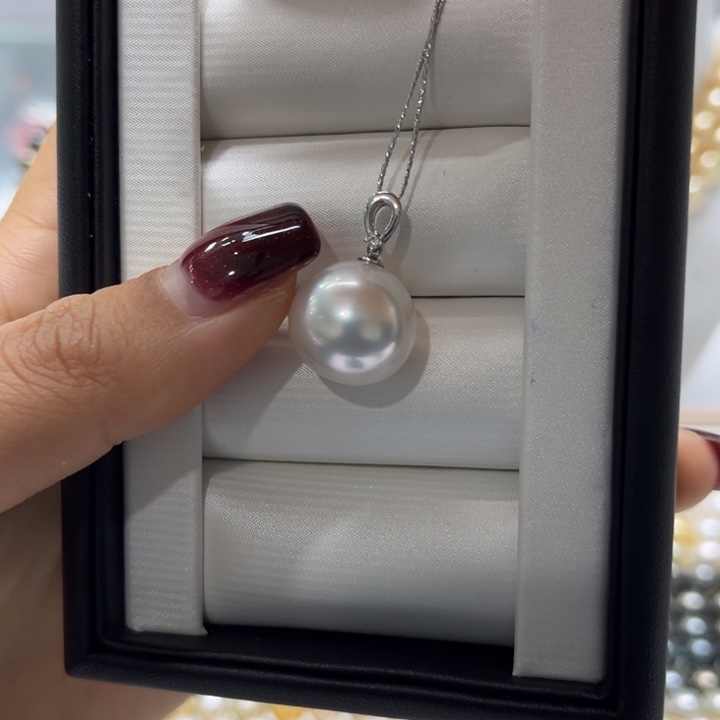 海水珍珠吊坠(不含链)18K金镶嵌15mm