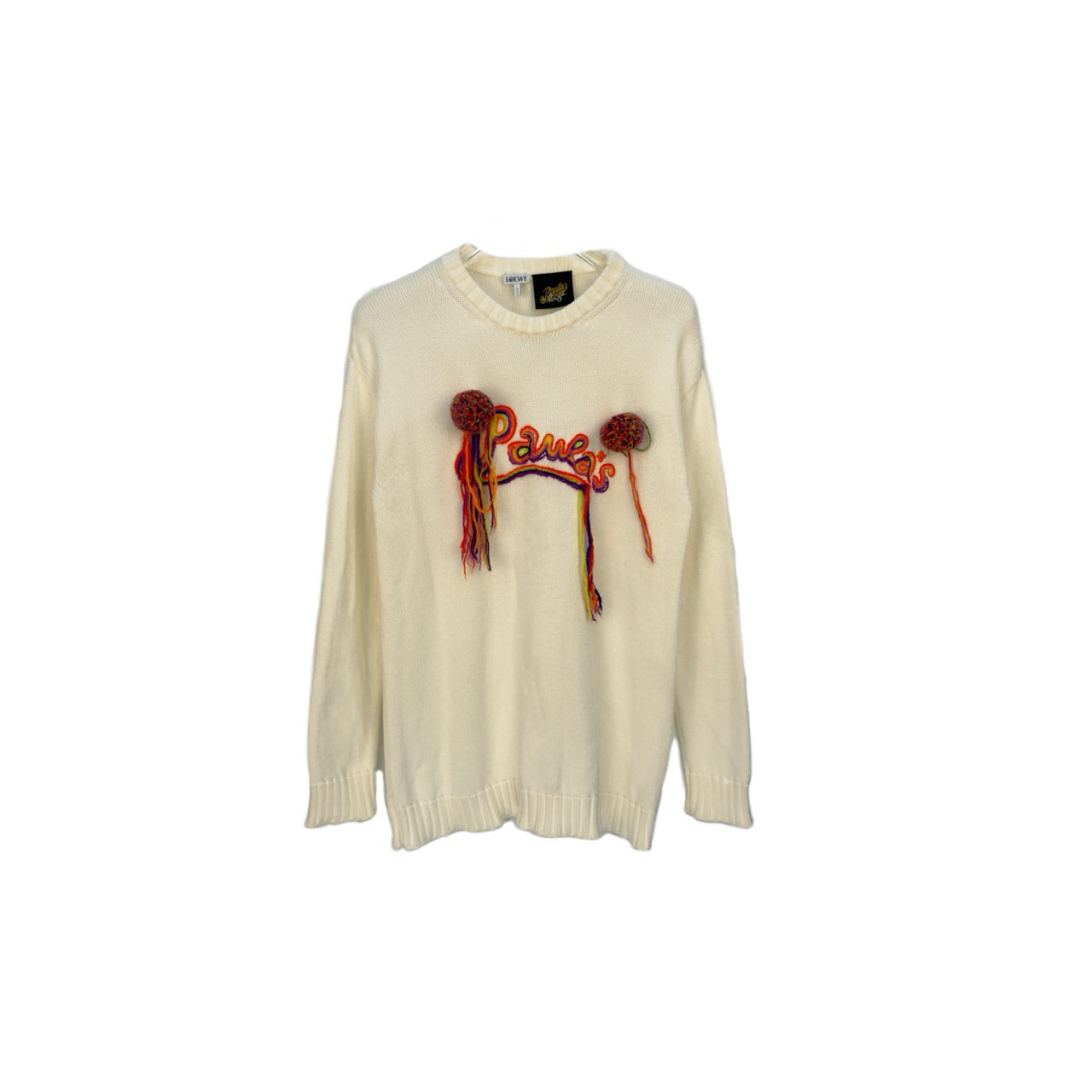 99新 LOEWE/罗意威 联名款毛球流苏logo长袖毛衣 S码 10470868  