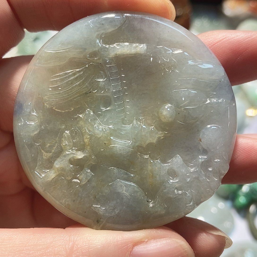 翡翠未镶嵌颈饰山水牌