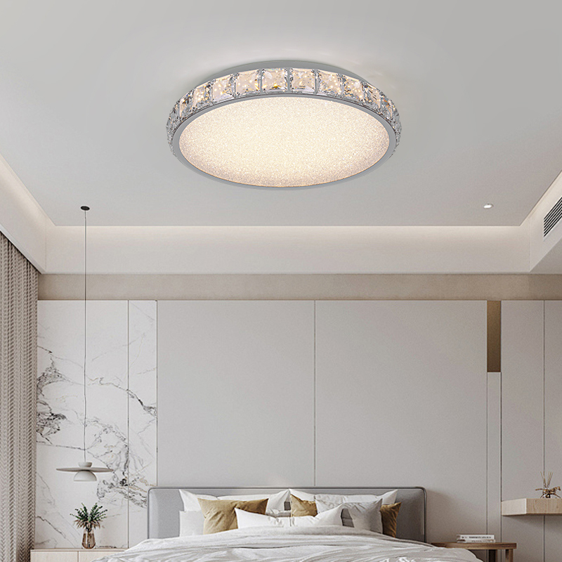 漫诗纱极简超薄水晶主卧室吸顶灯轻奢高级感大气圆形吸顶水晶灯