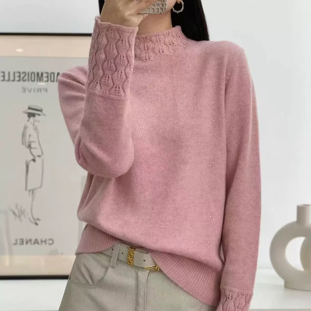 欧货冬季半高领烫砖毛衣2025秋冬新款毛衣上衣时尚打底衫毛衣内搭