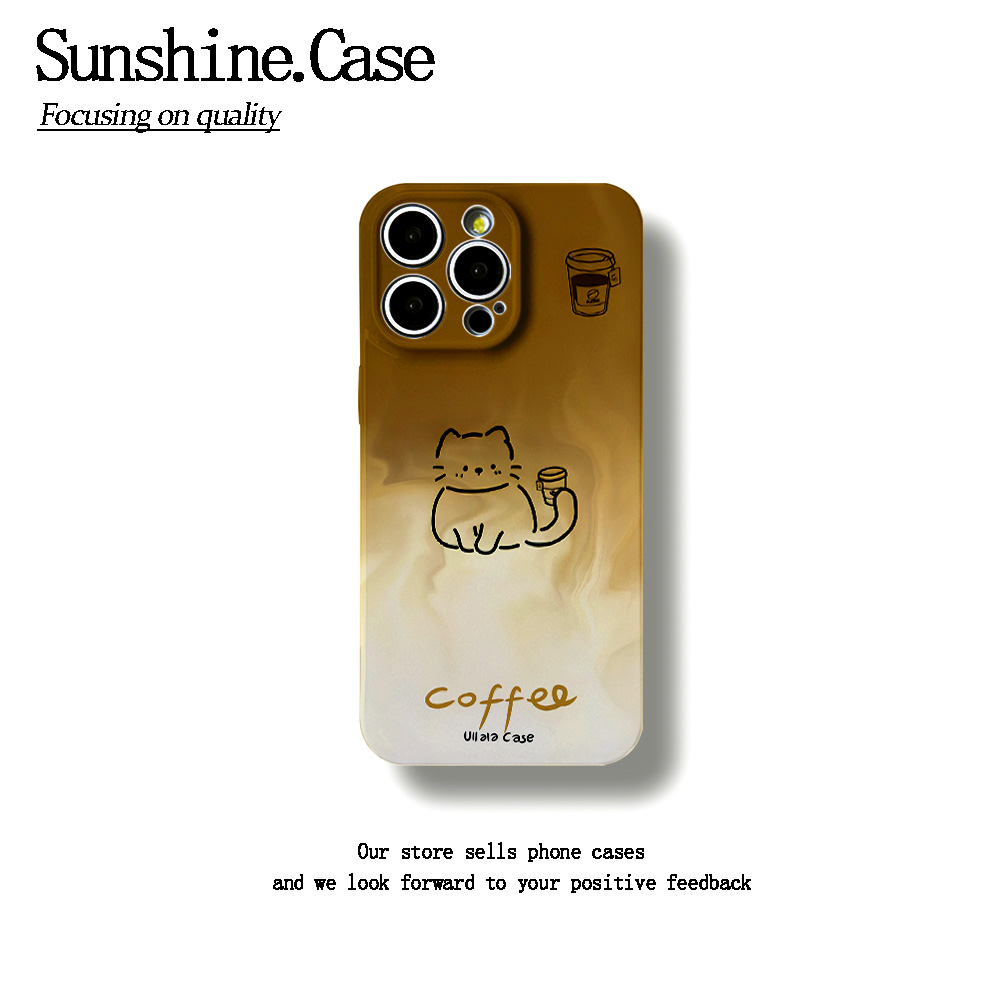 晕染线条猫菲林软壳适用苹果oppo华为vivo手机壳防摔可爱创意