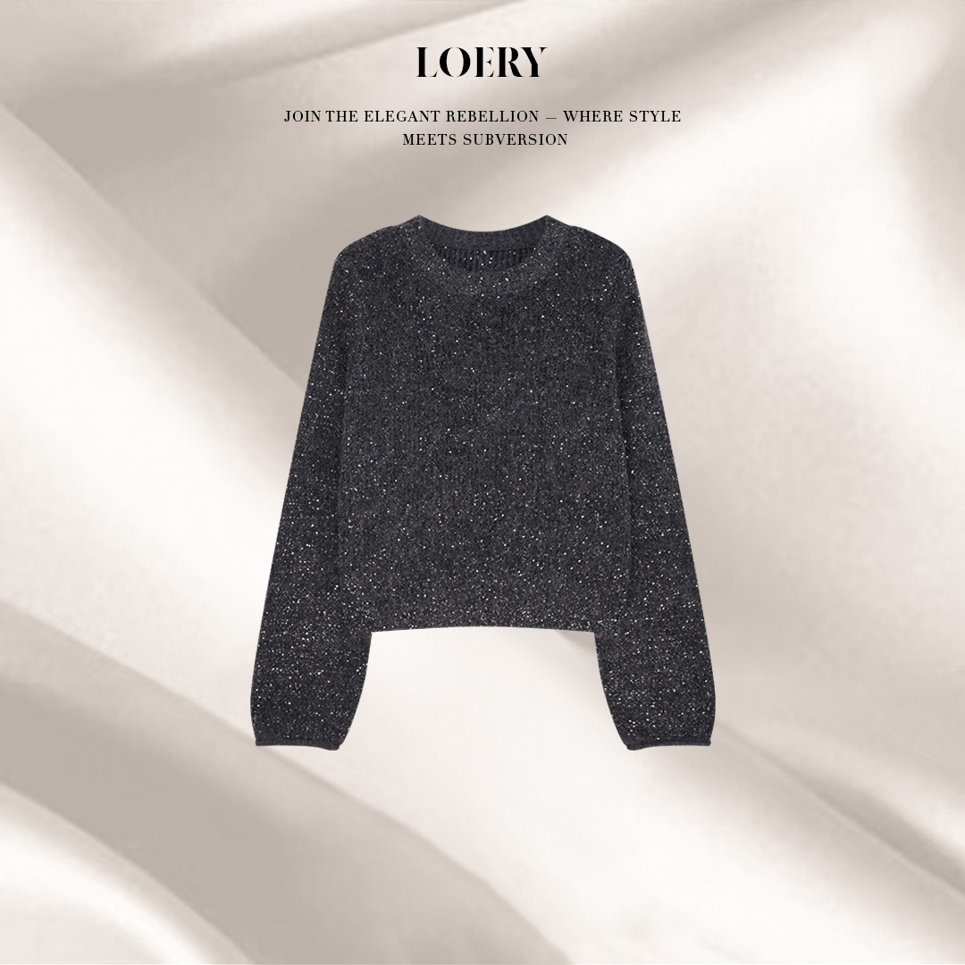LOERY【亮闪闪编号73】满钻繁星珠片马海毛高级慵懒感毛衣-115121