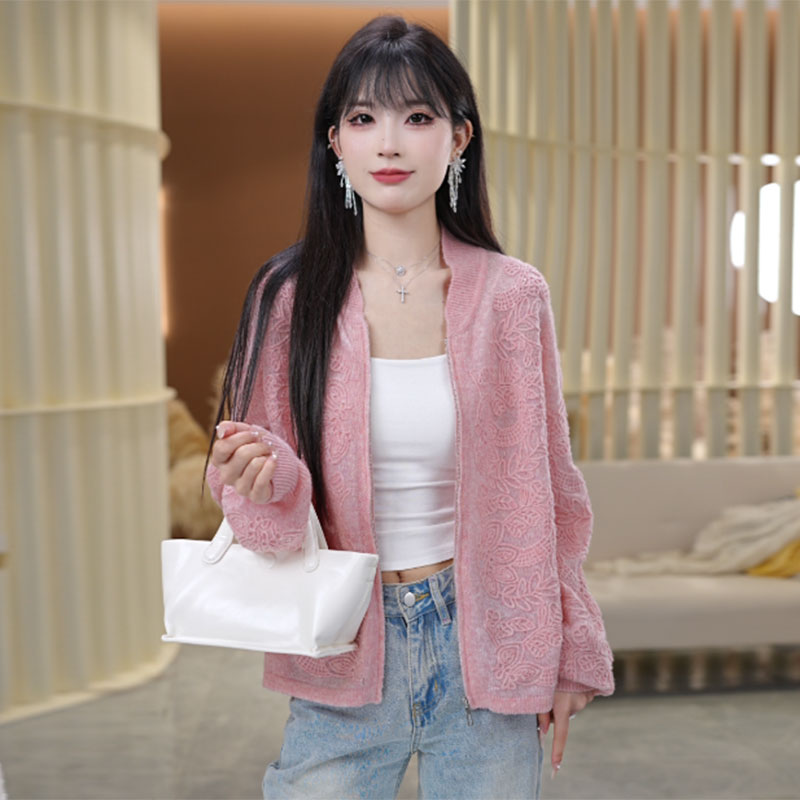 【手工盘花】新中式镂空手工钩花针织拉链羊毛开衫外套女251203