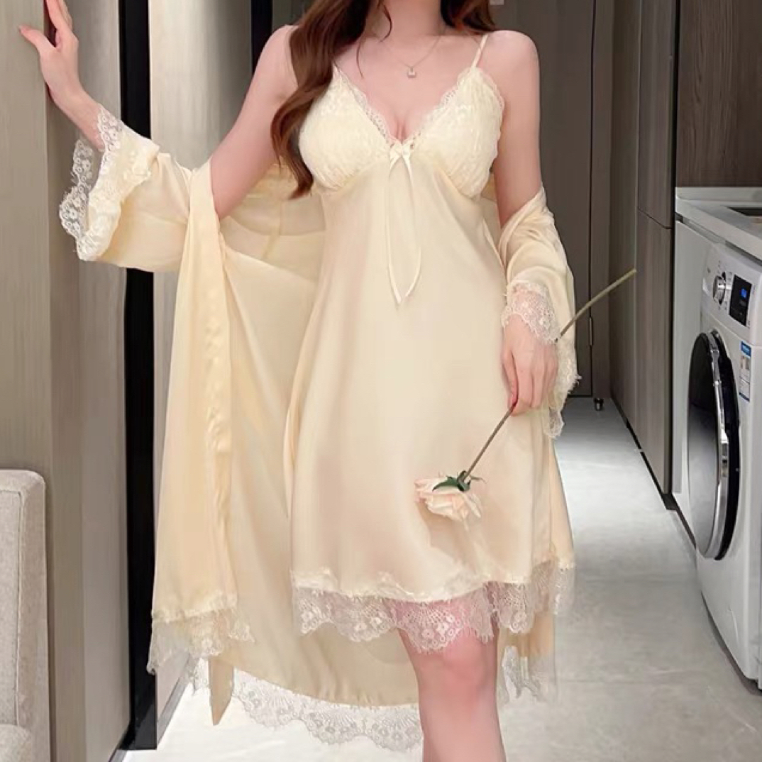 【开播福利】缎面睡衣外袍，偶有微瑕，no退no换