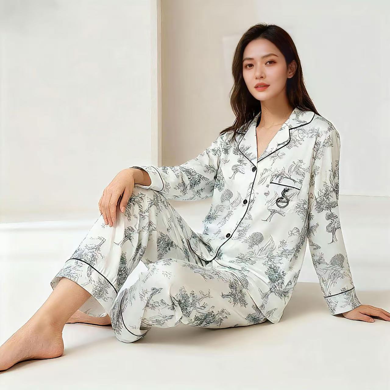 轻奢维密时尚秋季睡衣长袖长裤可外穿亲肤舒适棉家居服宽松大码