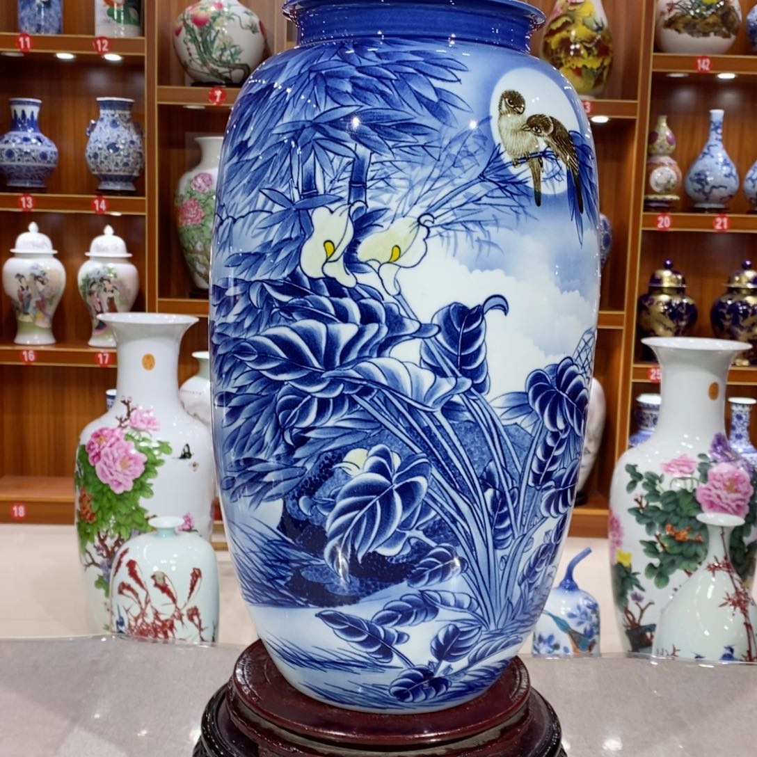 摆件釉下彩，工笔花鸟