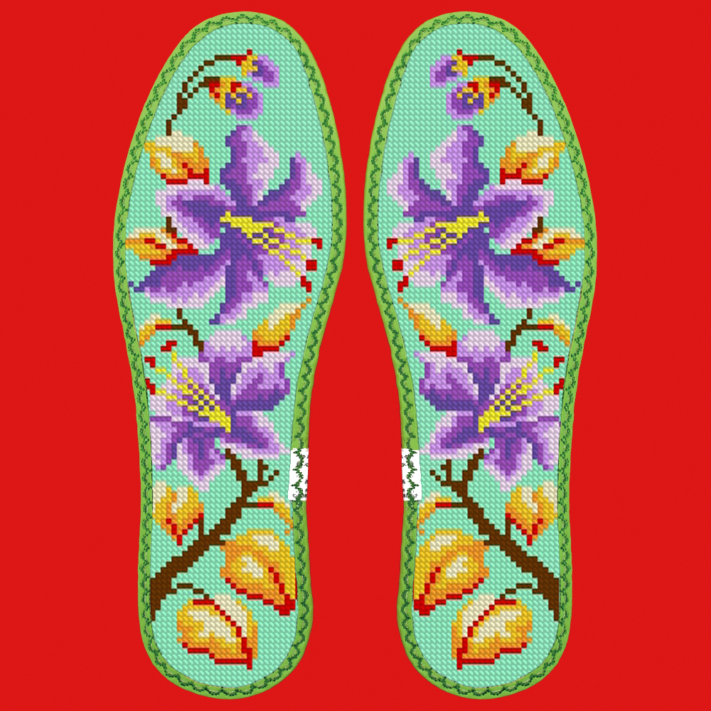 小格十字绣鞋垫七层纯棉布花边吸汗防臭（5X116）