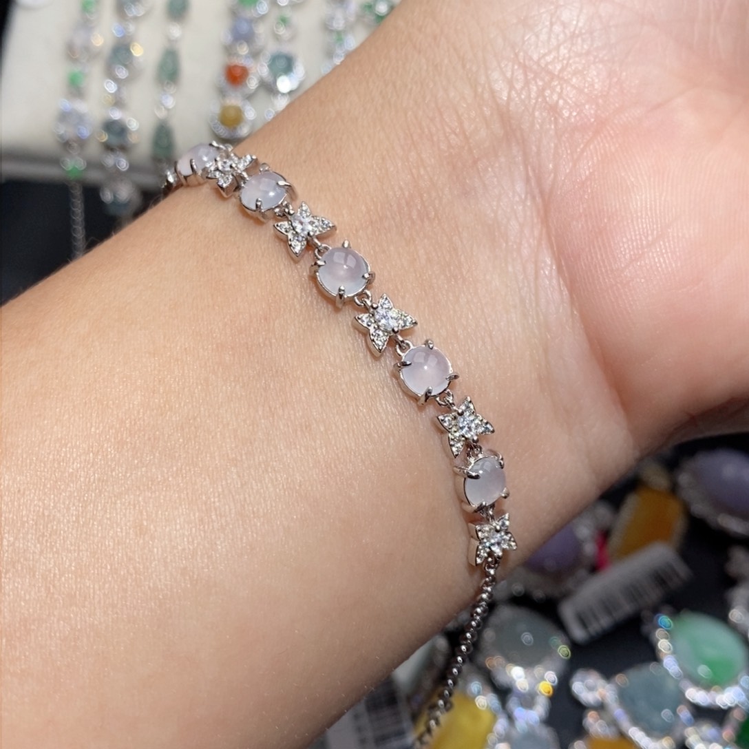 翡翠手链银S925镶嵌b h hji