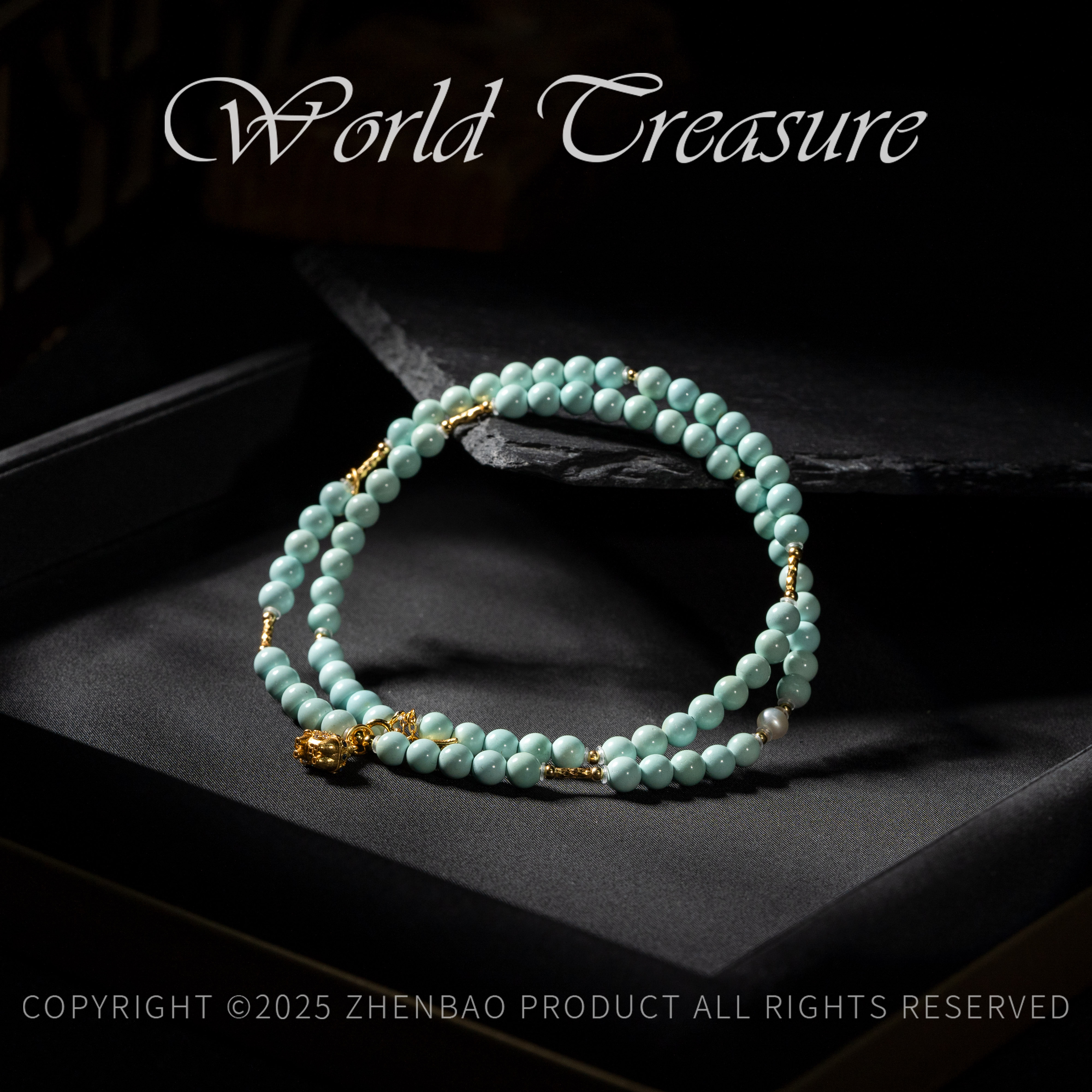 【世间臻宝】S925绿松石圆珠项链/JS343/多样性发一件/45cm/5m+/3