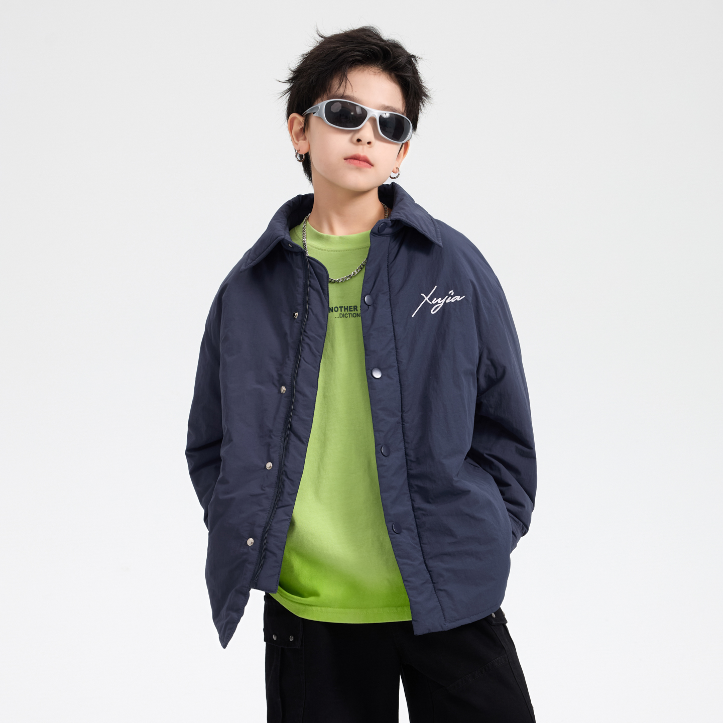 【现货现发】男童冬季韩范工装衬衫加厚棉服2025保暖棉衣外套潮6340