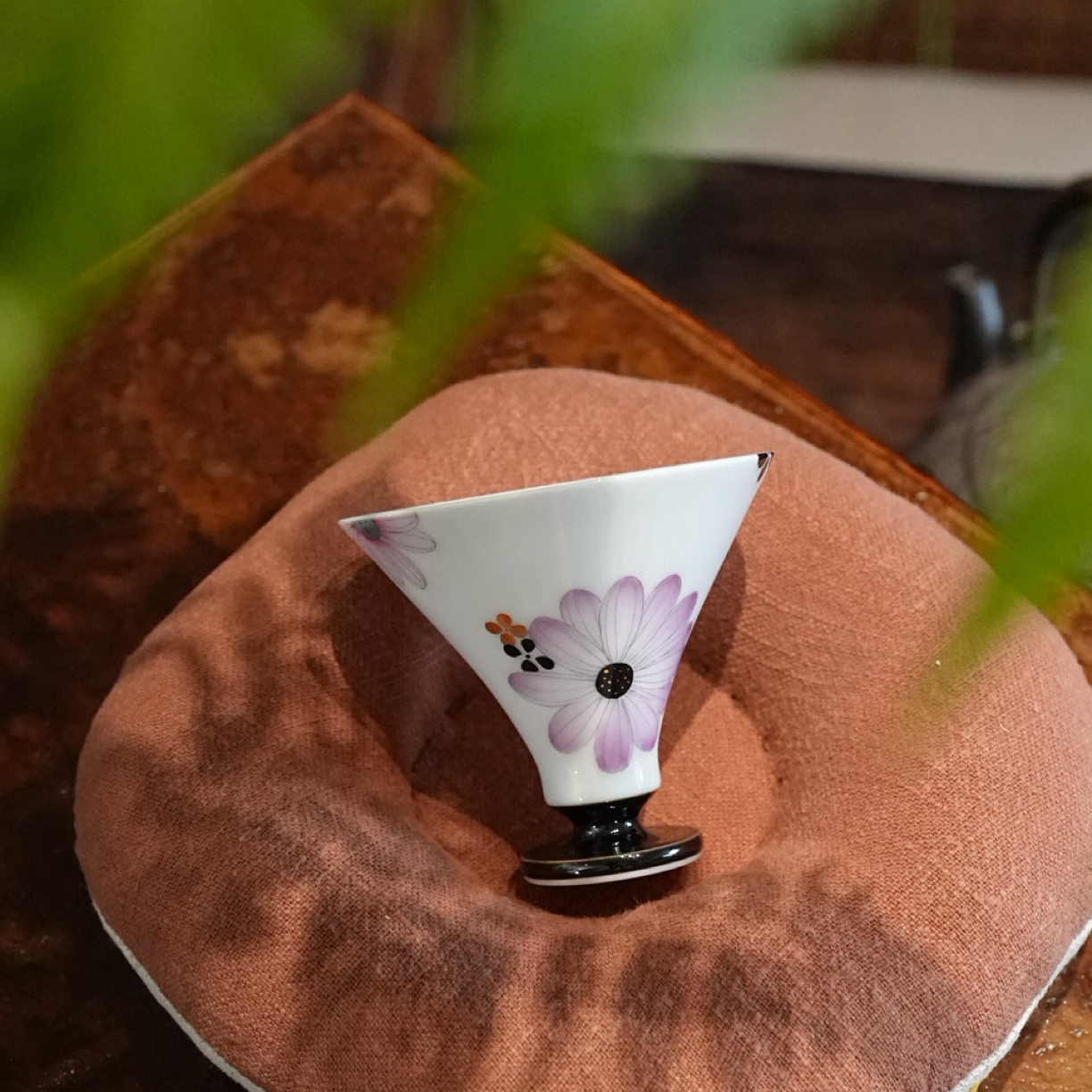 三秋月——粉蕊凝香系列高足喇叭杯 茶空间陶瓷茶器