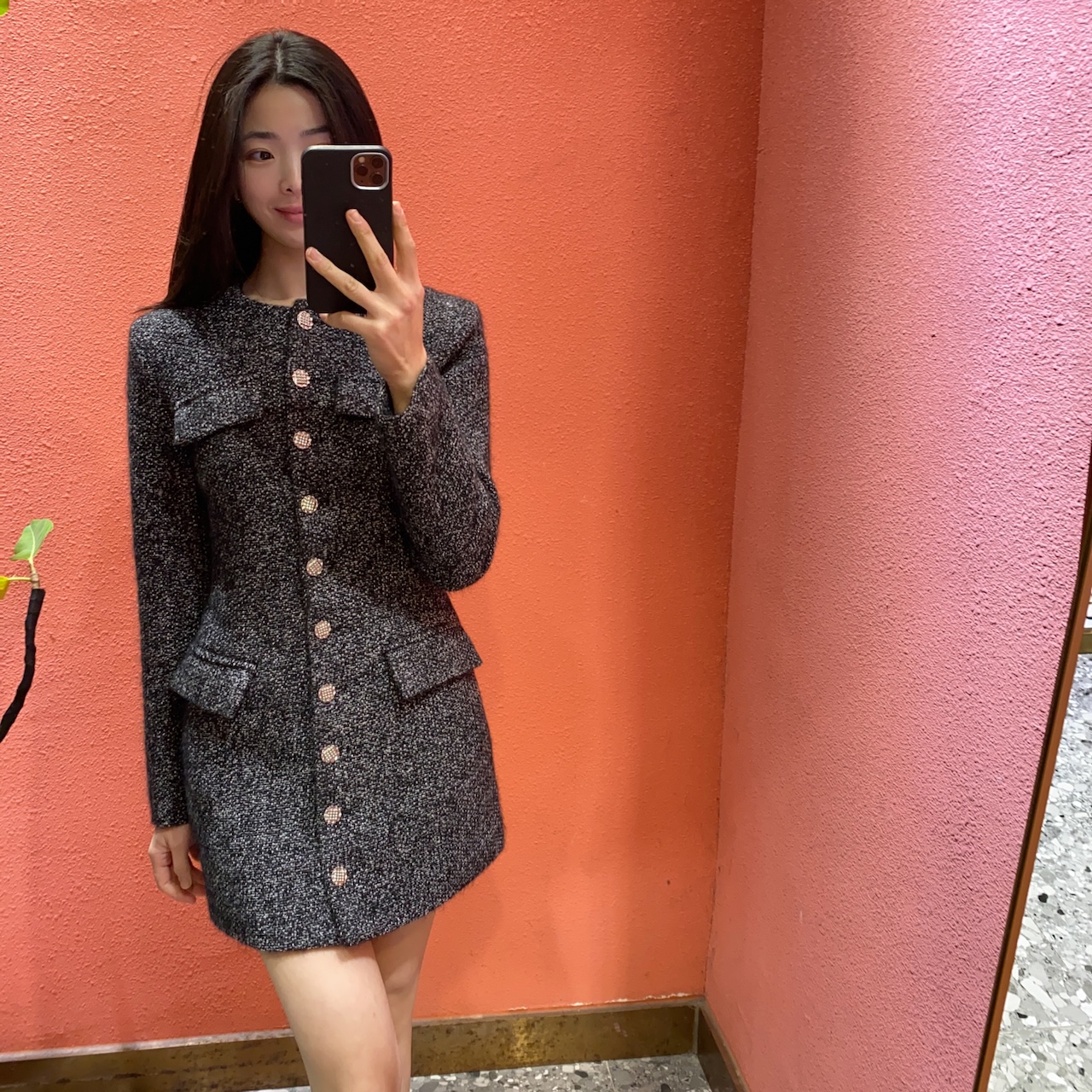 （默茗服装）雪花米灰气质小香裙