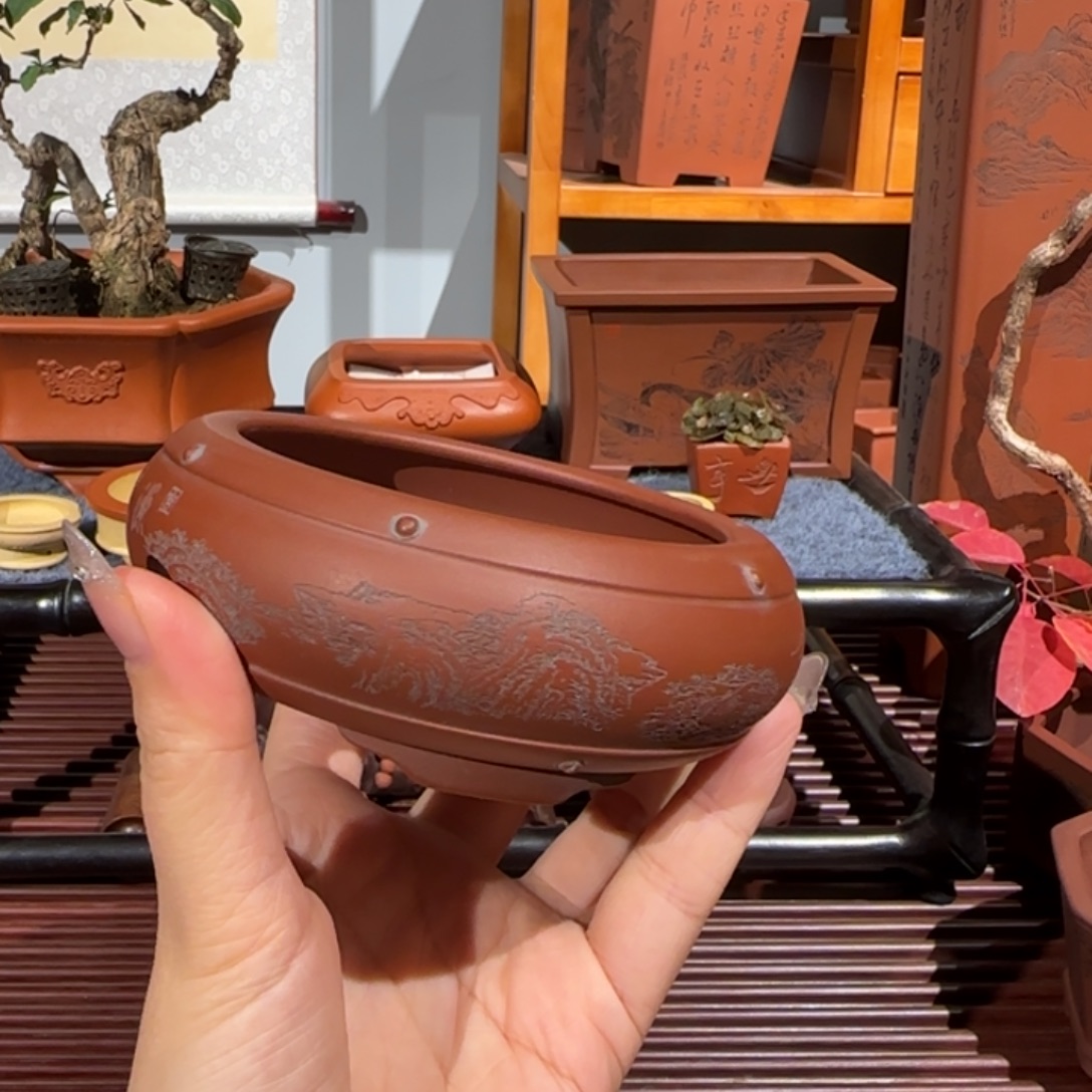 紫砂花盆口径8深度3
