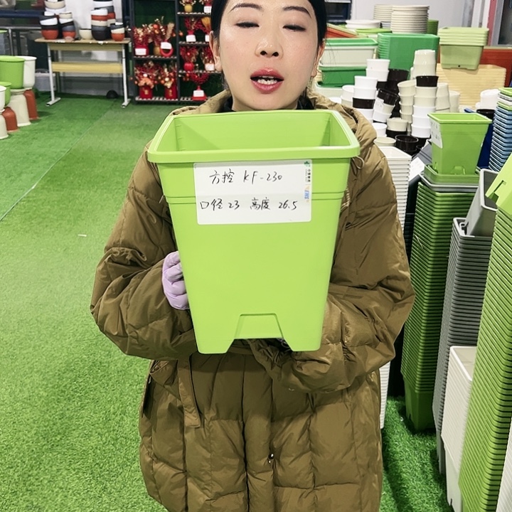 正品方盆口23高26果绿5只无托
