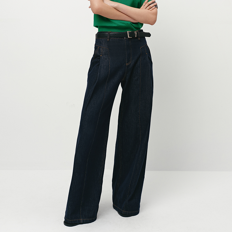 H·GENTEEL荷高25夏阔腿双褶显瘦率性轻松长裤休闲裤GCF21410633