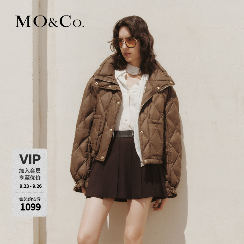 【流光风】MOCO菱格纹高领短款面包羽绒服MBC3EINK02