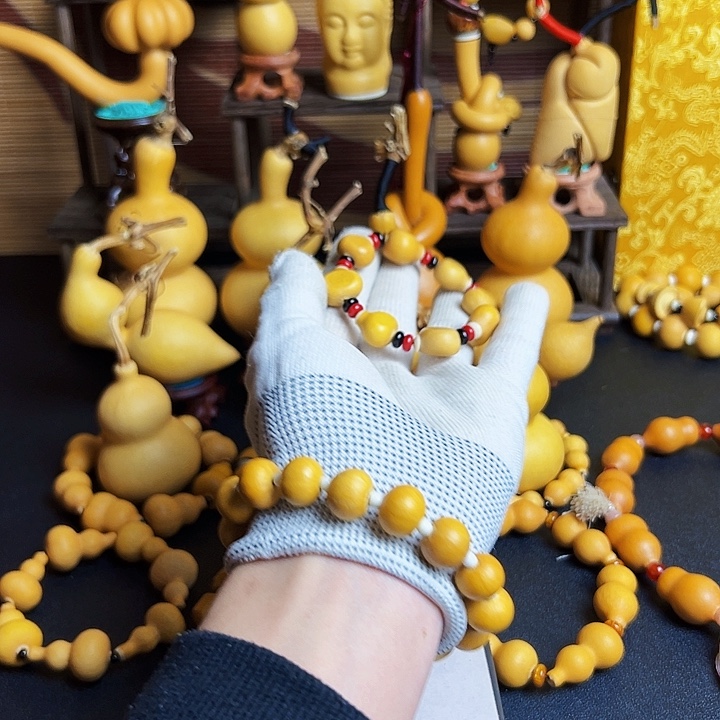 七***ღ葫芦颜柒文玩葫芦精品夹标手串