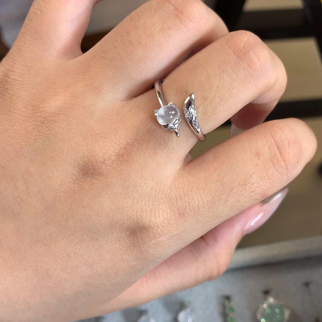 翡翠银S925镶嵌戒指戒指